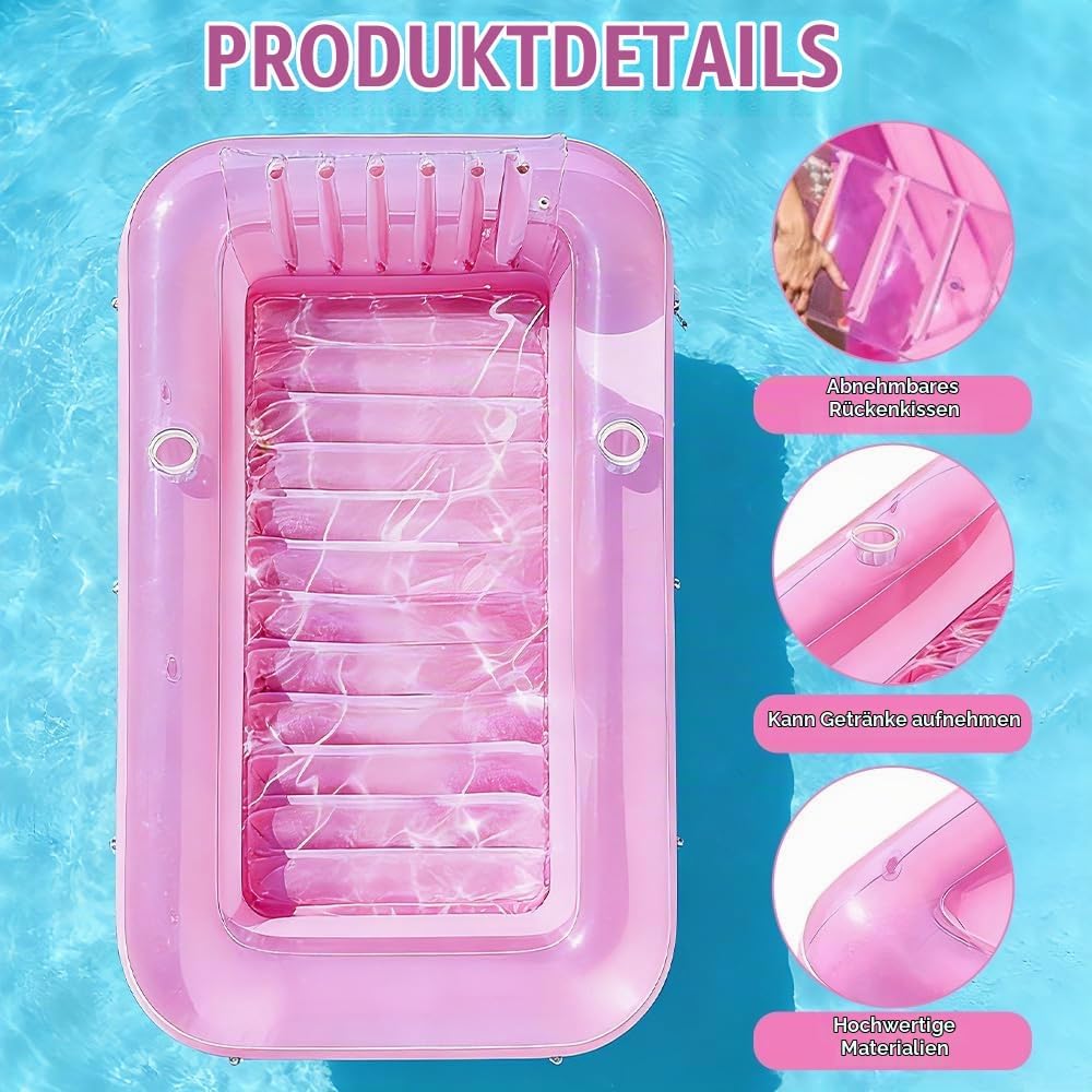 178x116cm Aufblasbare Tanning Pool mit Kühler Aufblasbarer Sonnenpool, Tanning Pool Luftmatratzte Po