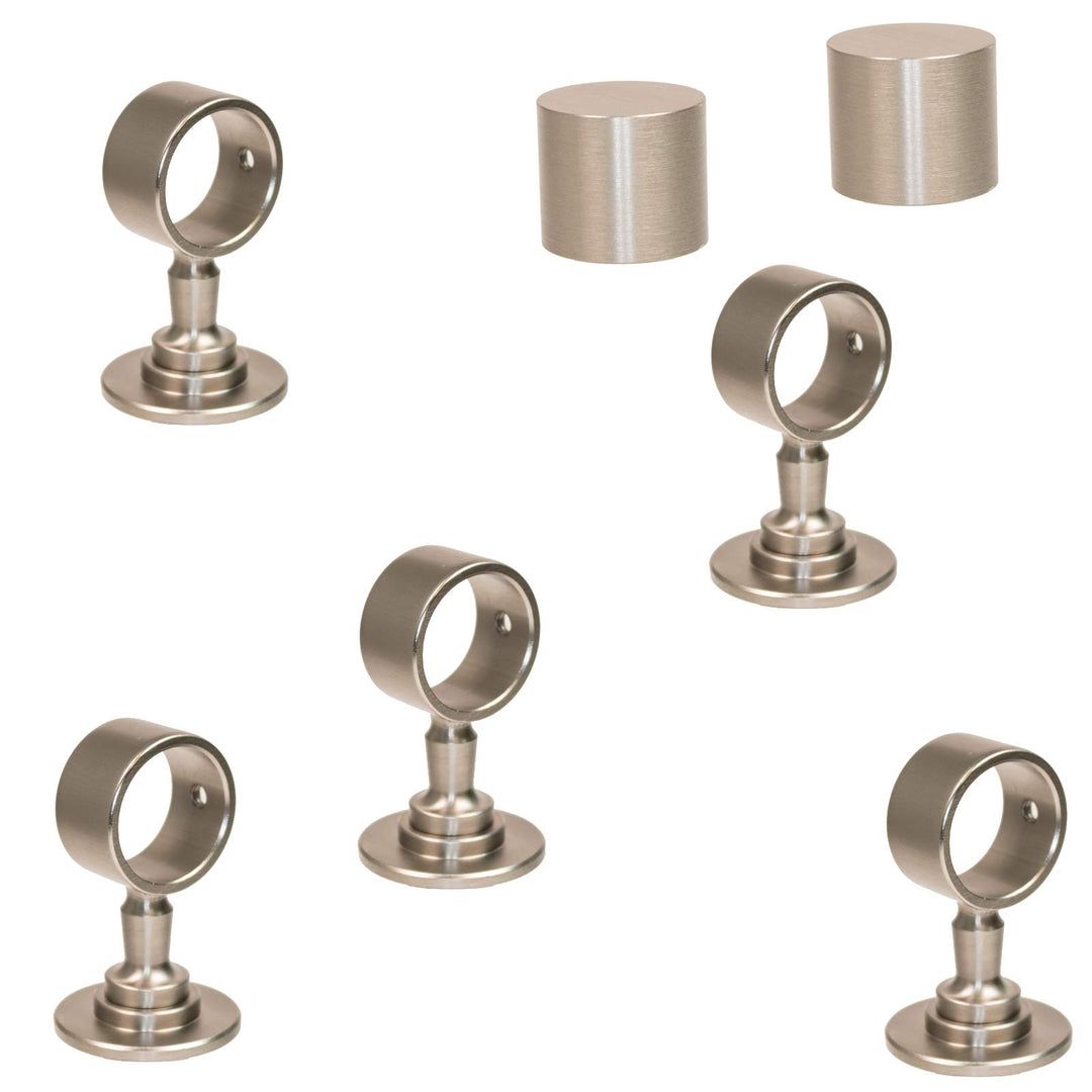 2 Endkappen und 5 Seilträger "Nickel matt" für 30mm Handlaufseil 2 Endkappen & 5 Seilträger, 2 Endka