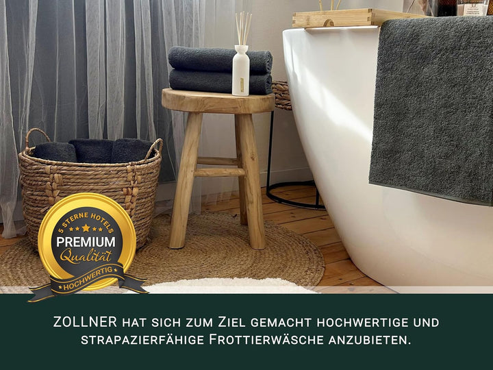 ZOLLNER 10er Set Handtücher, kleine Duschtücher, 50x100 cm, Baumwolle, anthrazit 10x Handtücher Anth