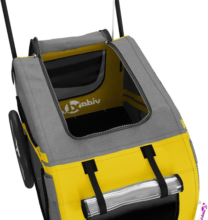vidaXL Fahrradanhänger Hunde Hundeanhänger Hundetransporter Oxford-Gewebe Eisen Gelb 134 x 68 x 72 c