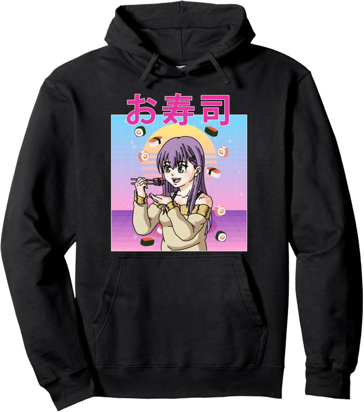 Retro Jahre Japanisch Kawaii Mädchen Sushi Anime Pullover Hoodie