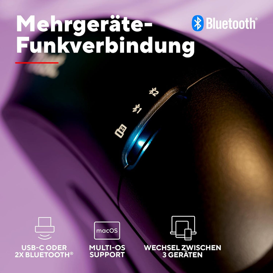 Trust Vyran Kabellose Ergonomische Maus Ultraschnelles Scrollrad, Schwarz | Horizontales Scrollen, B