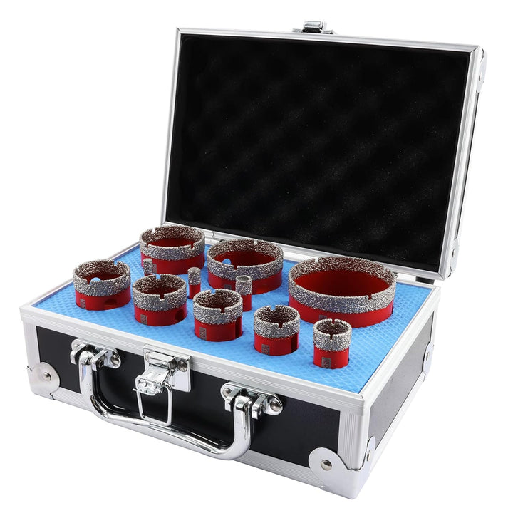 DT-DIATOOL Diamantbohrer-Set, 11 Stück/Set, vakuumgelötete Diamant-Lochsäge mit Dreieckschaft 6/8/10