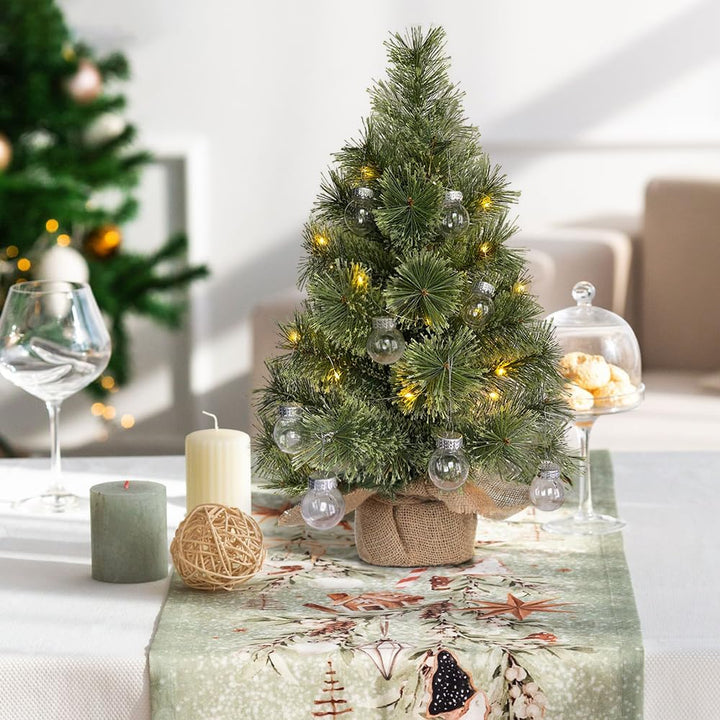 Mini Künstlicher Weihnachtsbaum Mit Beleuchtung 60cm, Weihnachtsdeko Tisch Büro, Tisch Weihnachtsbau