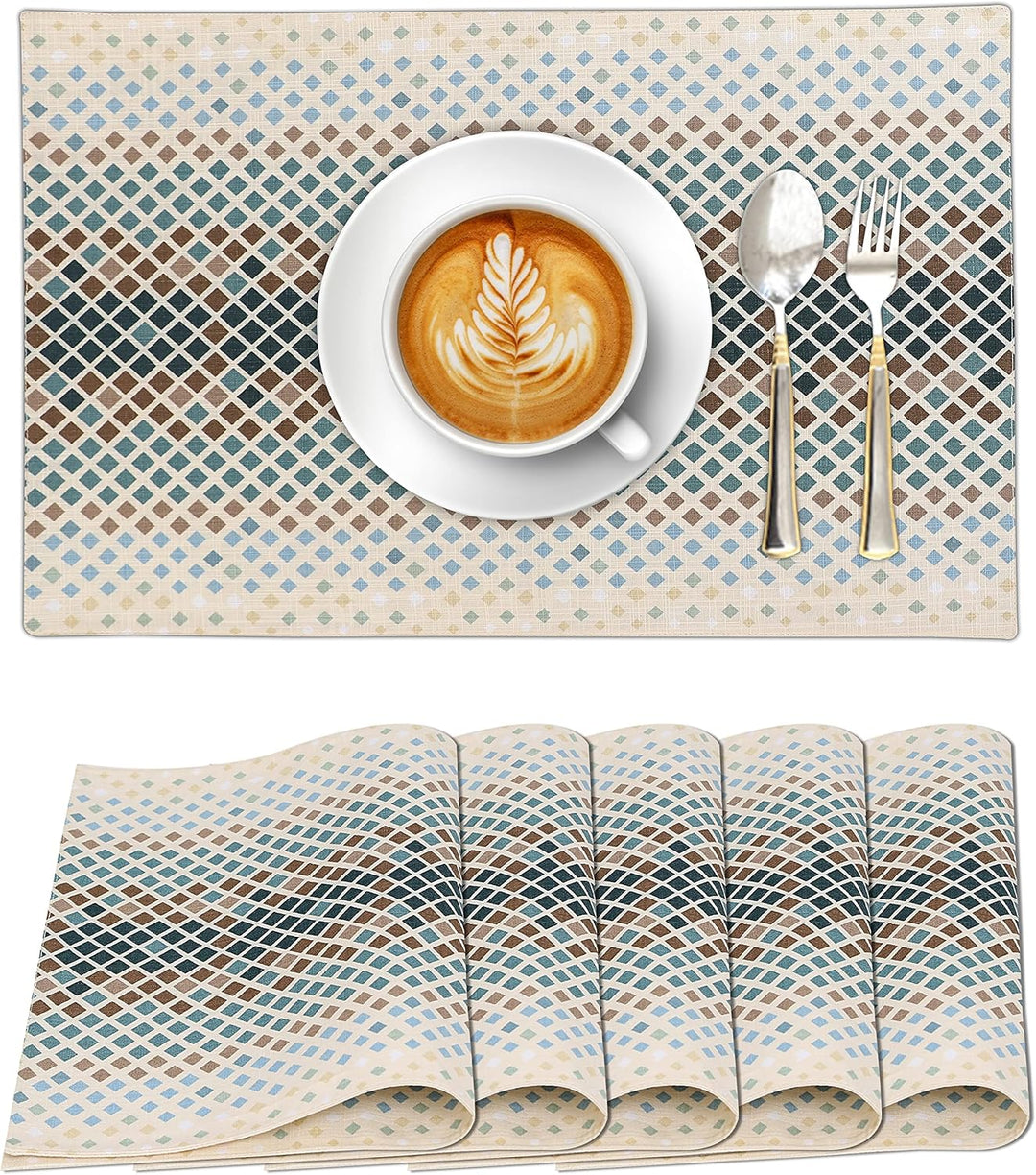 Ruvanti Tischsets für den Esstisch 100% Baumwolle 33x48 cm Tischsets Set mit 6 Stück verblasste gewe