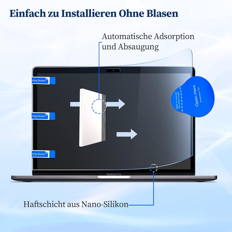 2 Stück Blaulichtfilter Displayschutzfolie für 15.6 Zoll 16:9-Seitenverhältnis Laptop Bildschirm, An