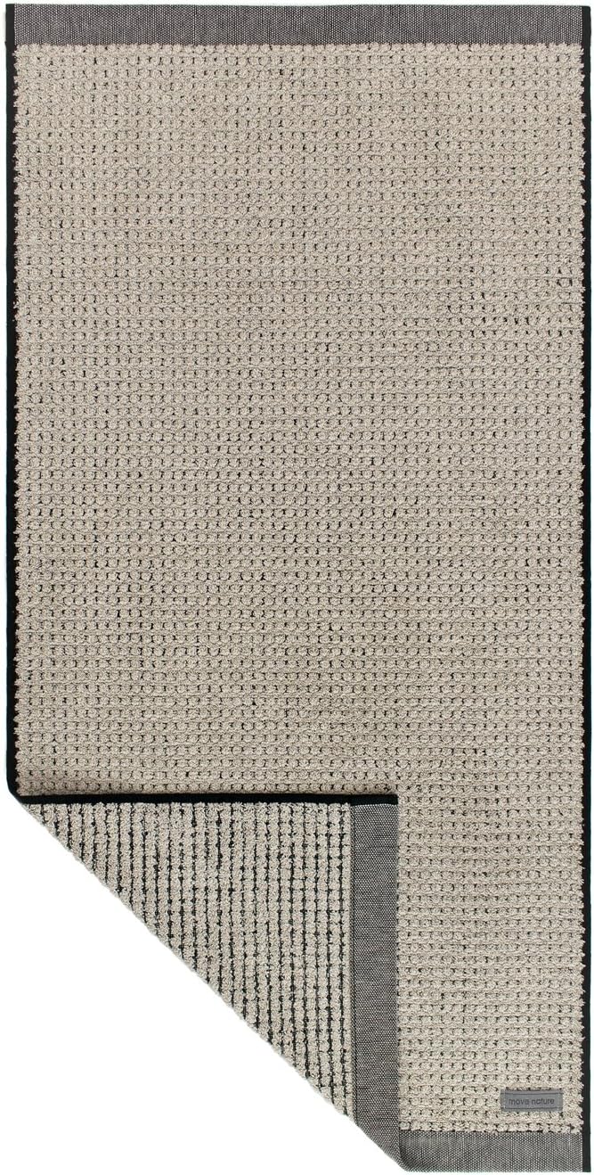 Möve Eden Badteppich mit Kästchenstruktur 60 x 100 cm aus 100% Baumwolle, Nature/Black &amp; Eden Duscht