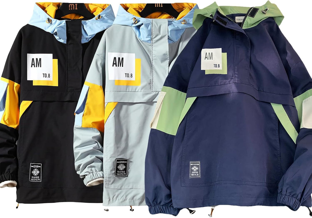 GURUNVANI Lässiger Kapuzenpullover mit Langen Ärmeln, Farbblock-Pullover Marineblau S, Marineblau S