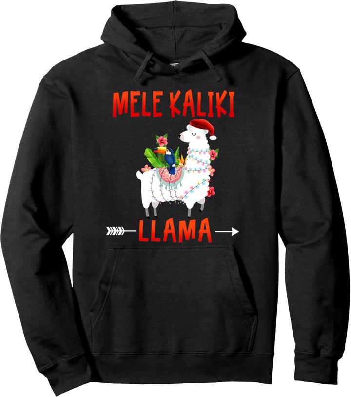 Mele Kalikimaka Kaliki Llama in christmas lights Hawaiian Pullover Hoodie