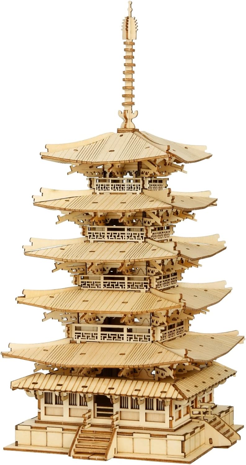 Rolife Pagode Holzpuzzle Modellbausätze-Japanische Architekturmodelle Baukästen 3D Puzzle Erwachsene
