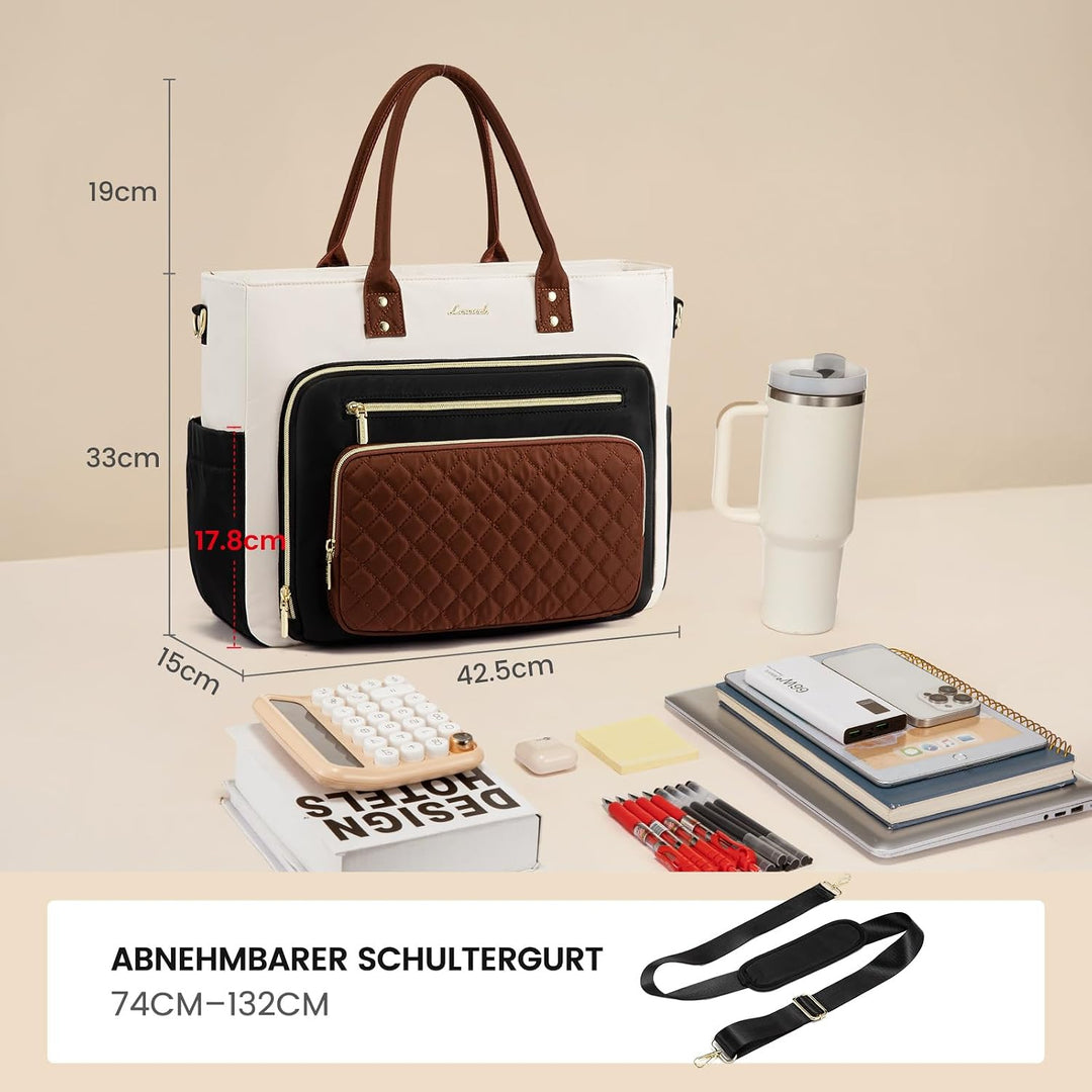 LOVEVOOK Lehrertasche Damen Gross, 15.6 Zoll Laptoptasche Arbeitstasche | Wasserdicht Aktentasche Bü