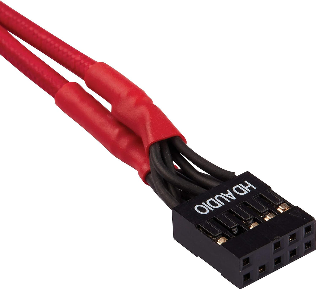 Corsair Premium Sleeved Front Panel Extension Kabel Verlängerungskit, Rot Front Panel Extension Rot,
