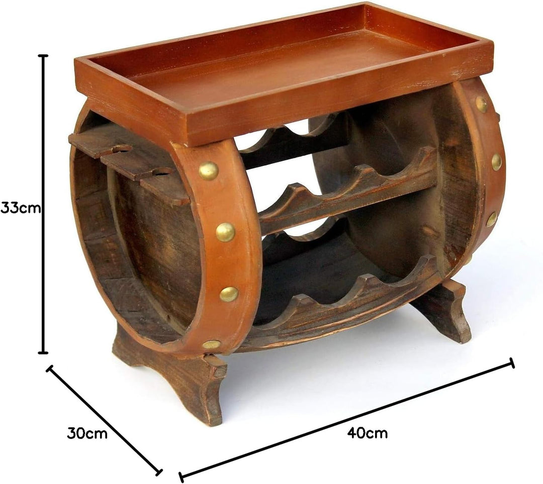 DanDiBo Weinregal Holz Weinfass Braun 33 cm 9064 Bar Flaschenregal Flaschenständer Klein Fass Holzfa