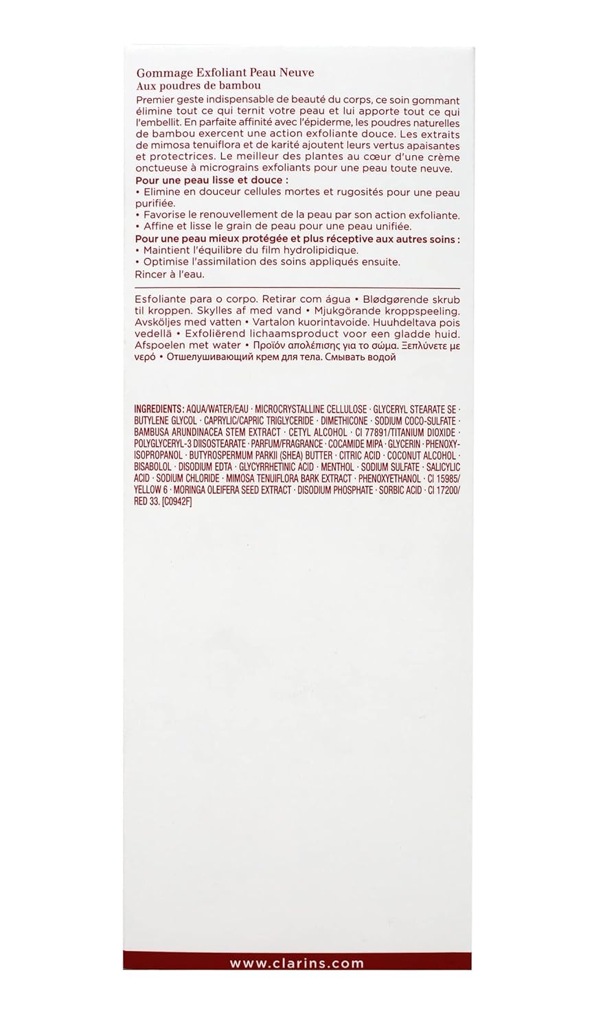 Clarins 200ml Exfoliating Body Scrub for Smooth Skin (with bamboo powders, softens, smoothes and fir