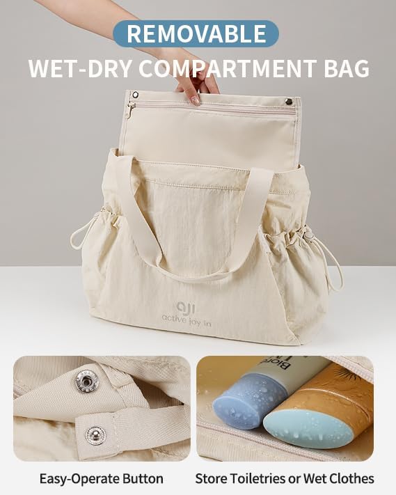 aji Yogatasche, Yoga Tasche mit Nass- und Trockenaufbewahrungstasche und Vielen Fächern, Yogamatte T