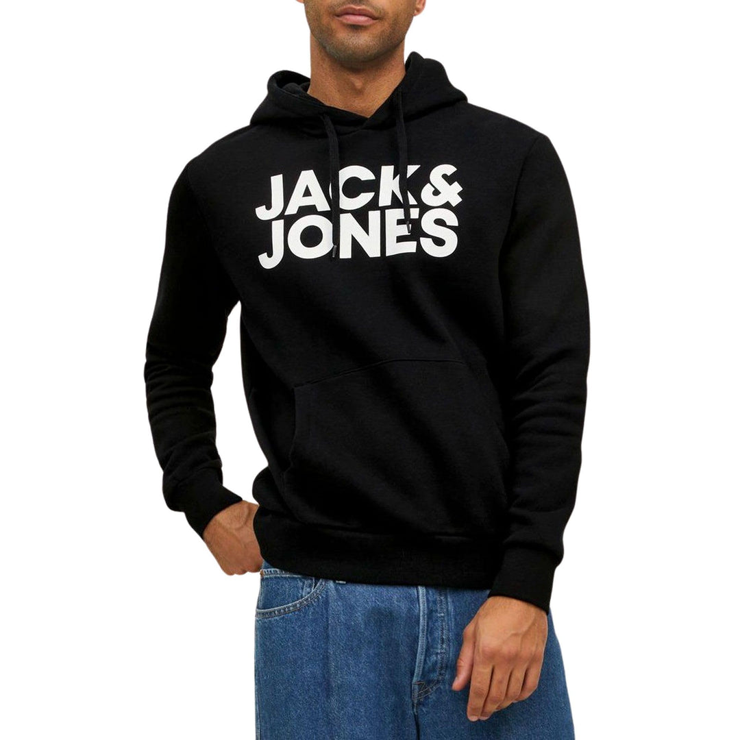 JACK & JONES Male Kapuzenpullover Logo Kapuzenpullover M Schwarz / Weiss (3150579), M Schwarz / Wei&