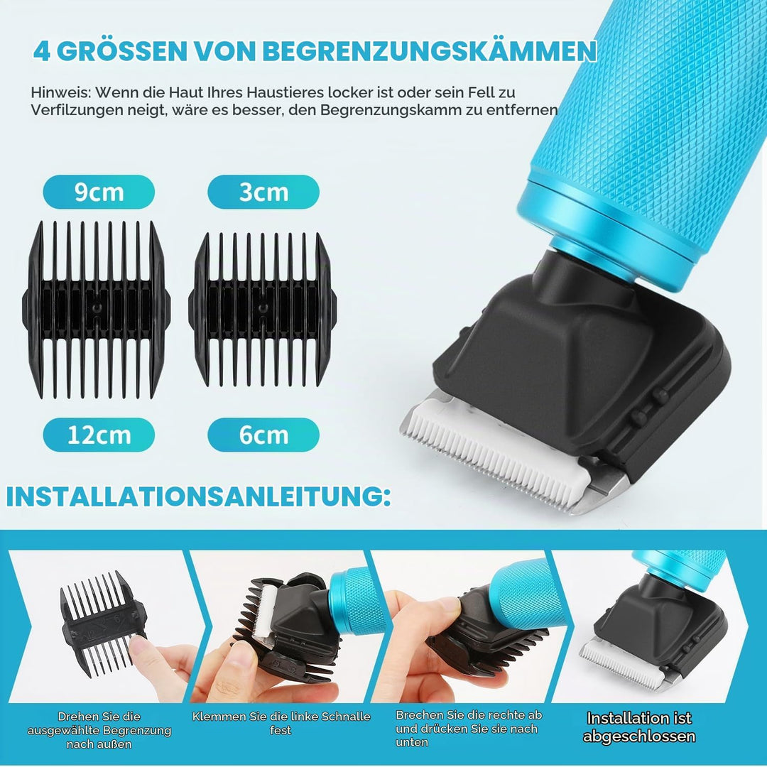 CGOLDENWALL Leise Hundeschermaschine Profi 280W, 2000-6000RPM Stufenlose Geschwindigkeitsregelung, 3