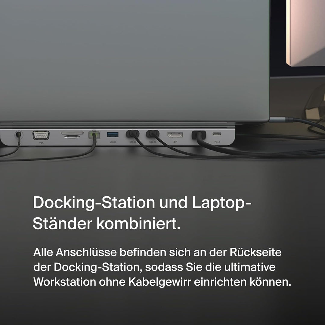 Belkin USB-C-Hub, 11-in-1-MultiPort-Adapter-Dock mit 4K-HDMI, DisplayPort, VGA, und 100 W zum Laden,