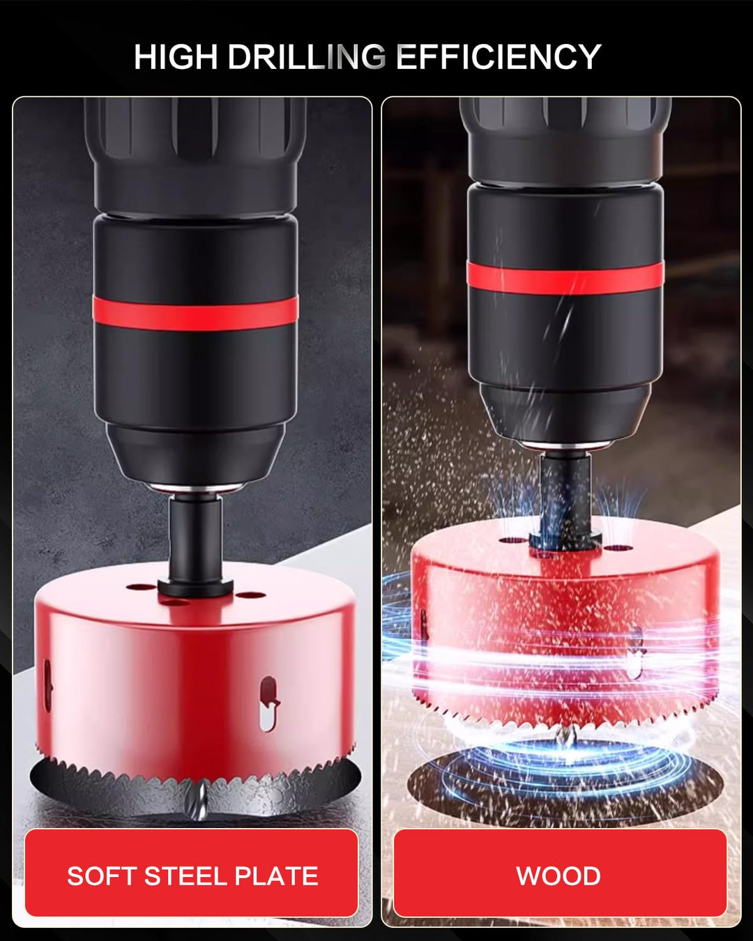 HOHXEN Bimetall lochsäge 85mm Rot,M42 HSS lochschneider fuer Metall,für Holz Aluminium Eisenblech Ro