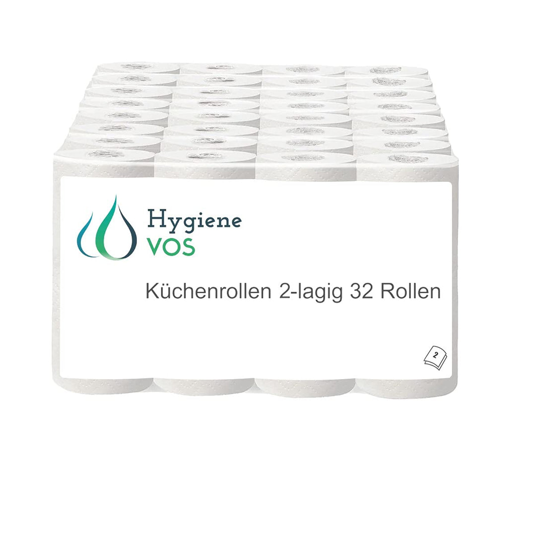 Hygiene VOS 32 Küchenrollen Original saugstarke Wischtücher 2- lagig im riesigen Vorteilspack 8 x 4