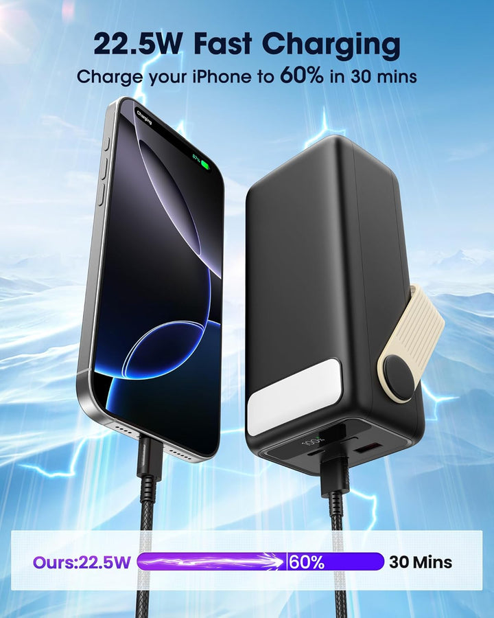60000mAh Power Bank-22.5W Schnellladung PD20W Powerbank, Grosskapazitäts-Akkupack, Tragbares Ladeger