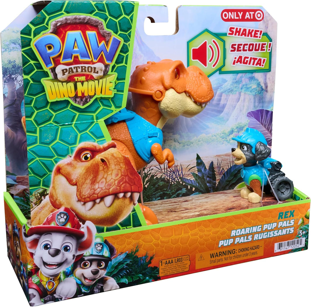 PAW PATROL: Der Dino Film, Roaring Pups, Rex-Figur & T-Rex-Dino Timmy, der durch Bewegung mit realis