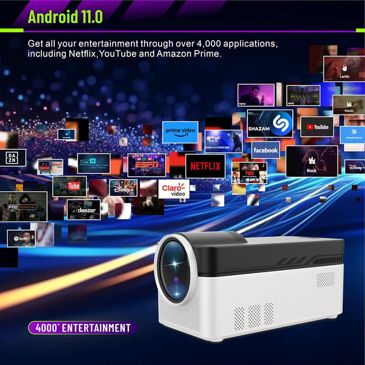 LQWELL® Beamer, Heimkino Projektor 1080P, unterstützt WiFi 6, BT5.4, 8K-Wiedergabe mit Android OS, 2