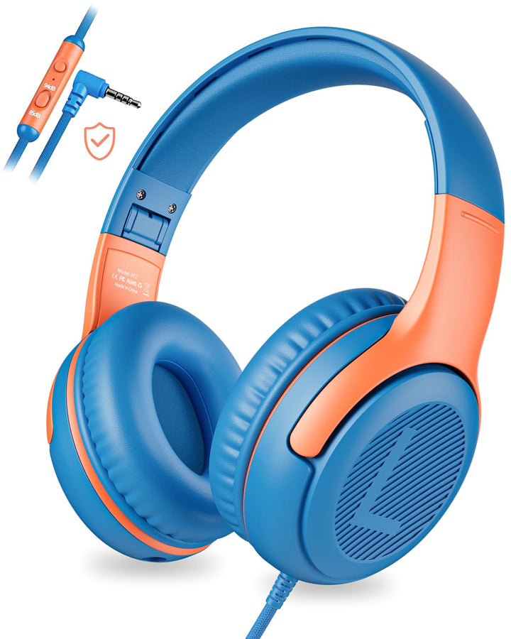 awatrue Kinder Kopfhörer, Kabel Kinderkopfhörer mit Mikrofon, Over Ear Kopfhörer Kinder für Schule/R