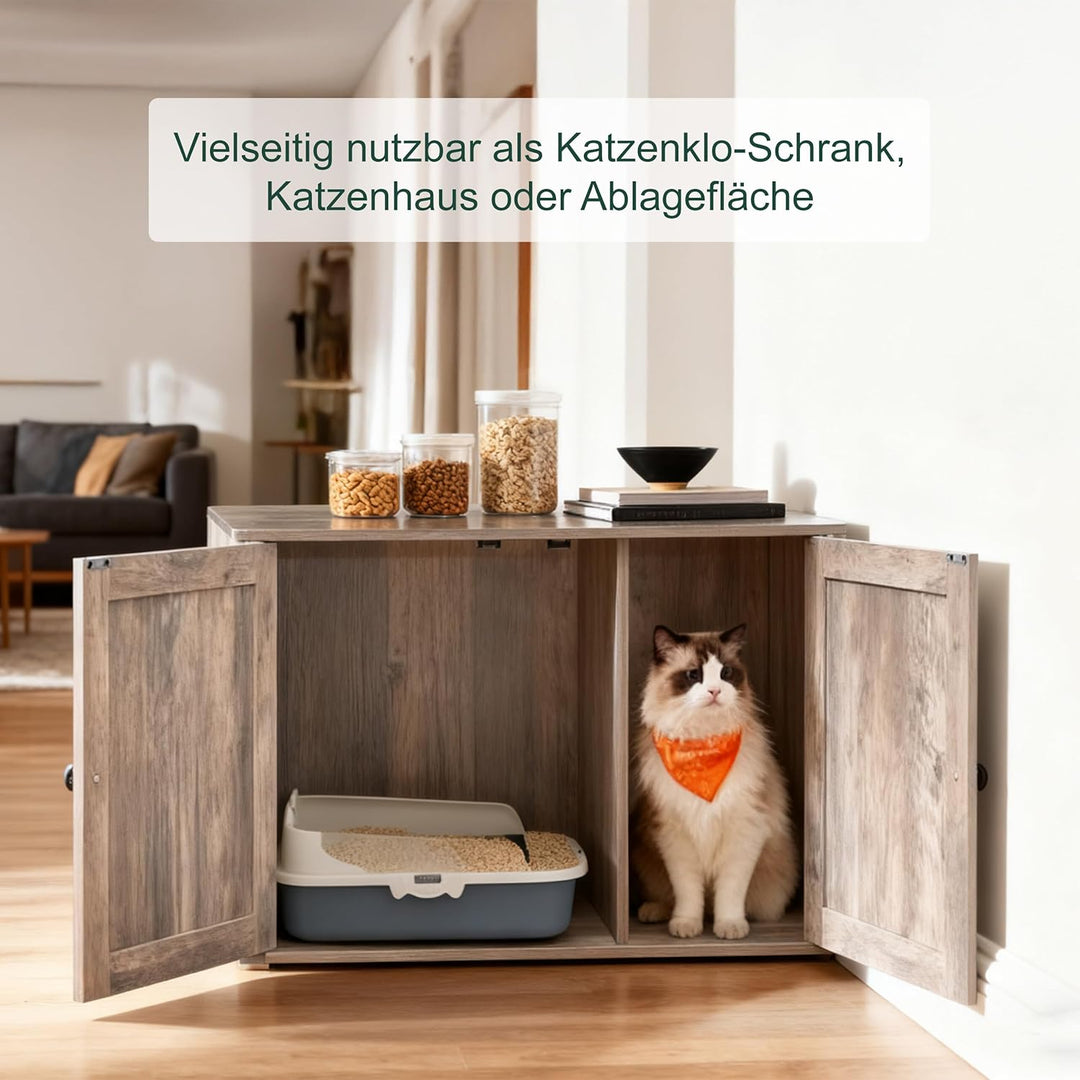 Relaxdays Katzenschrank für Katzentoilette, Separate Trennwand, Eingang, Katzenklo verstecken, HBT 5