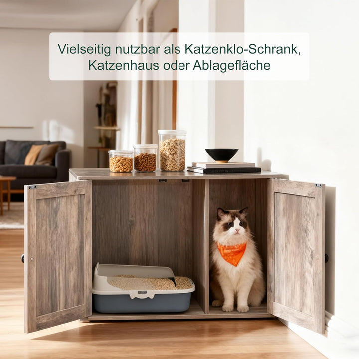 Relaxdays Katzenschrank für Katzentoilette, Separate Trennwand, Eingang, Katzenklo verstecken, HBT 5