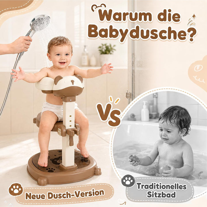 Baby Dusche Ständer Höhenverstellbar, Duschhilfe für Kinder 6-36 Monate | BPA-freier Baby Badestände