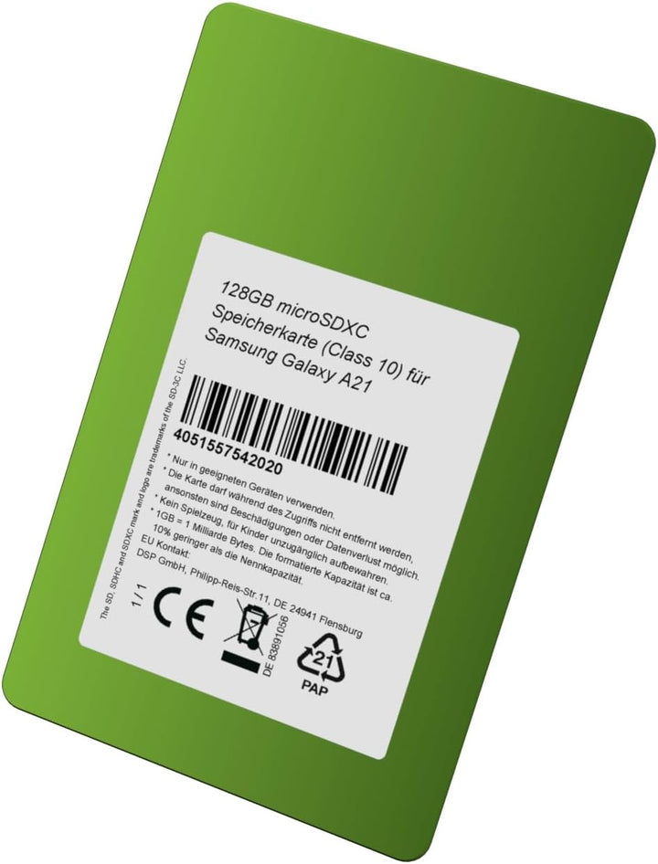 128GB microSDXC Speicherkarte (Class 10) für Samsung Galaxy A21 128GB Class 10, 128GB Class 10