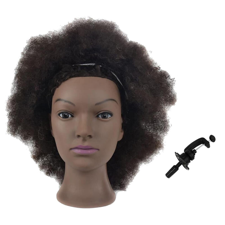 Tcwuzick Ausbildung Kopf African American mit 100% Echthaar Schaufensterpuppe Kopf Kosmetologie Afro
