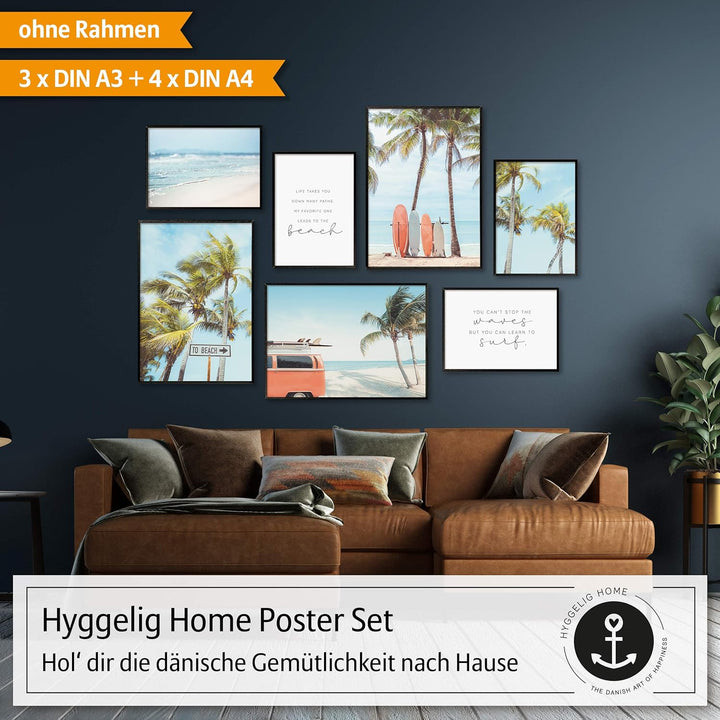 Hyggelig Home Premium Poster Set - 7 passende Bilder im stilvollen Set - Collage Bild Wand Deko - Se