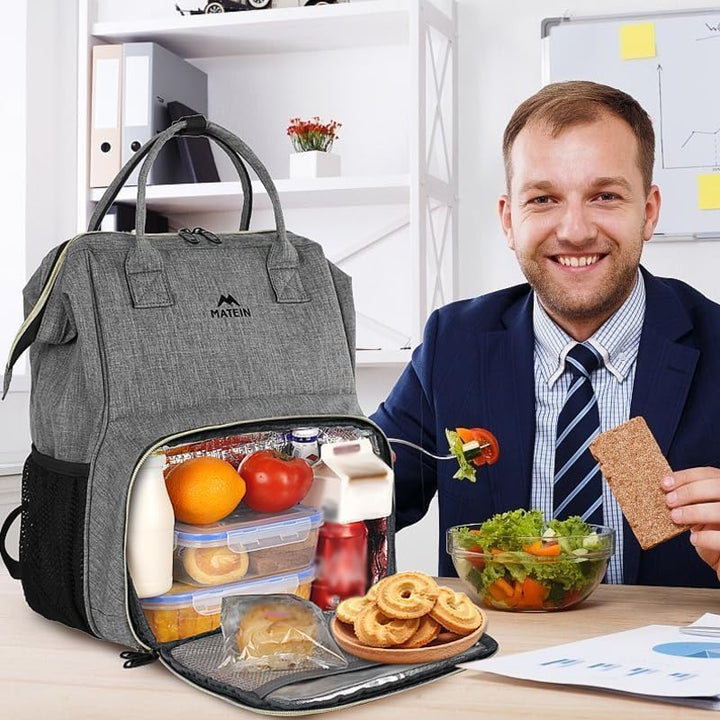 MATEIN Laptop Lunch Rucksack, 17" Picknick Rucksack für Damen und Herren mit isoliertem Kühlfach, Wa