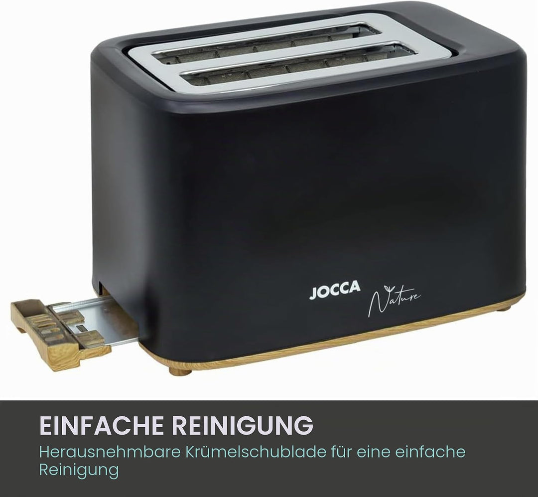 JOCCA - Toaster 2 Scheiben| 7 Toaststufen| Auftau-, Aufwärm- und Abbruchfunktion| Krümelsammler| Bre