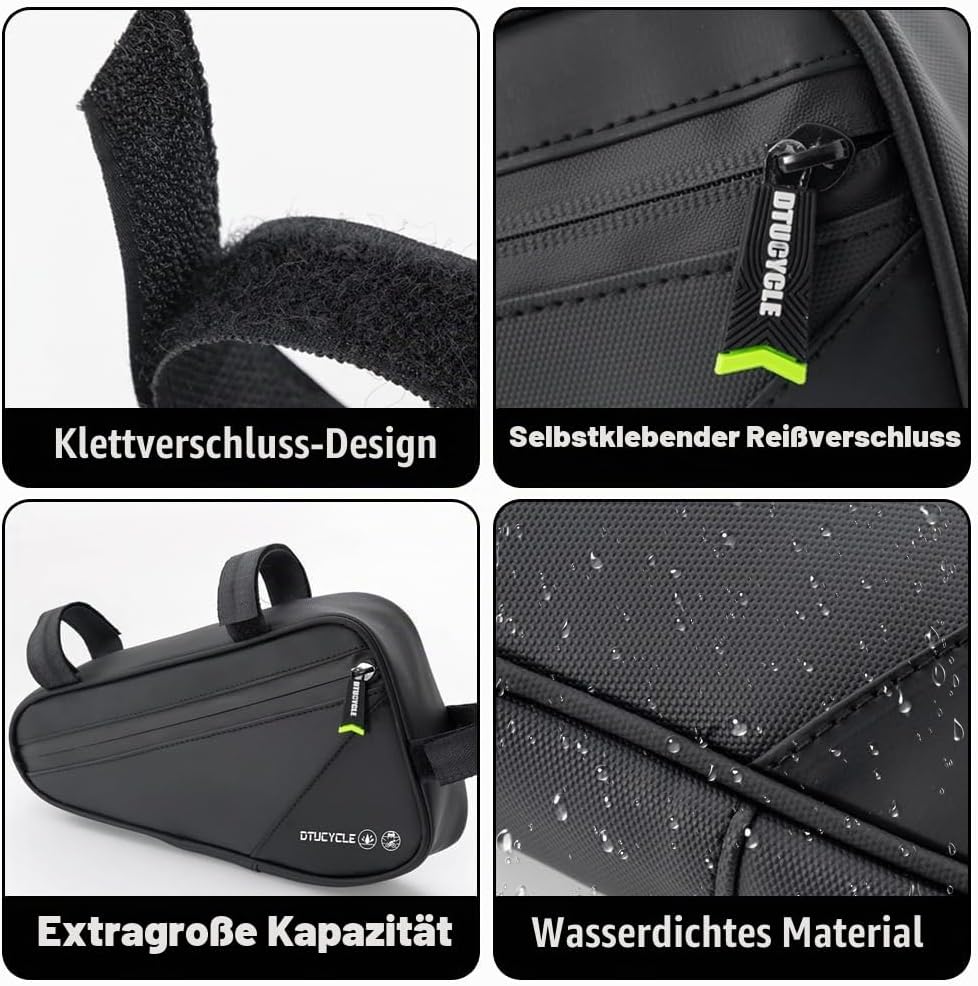 Fahrradtasche Rahmen, 2 L Dreieckstasche Rahmentasche Fahrrad Werkzeugtasche Wasserdicht mit 16-in-1