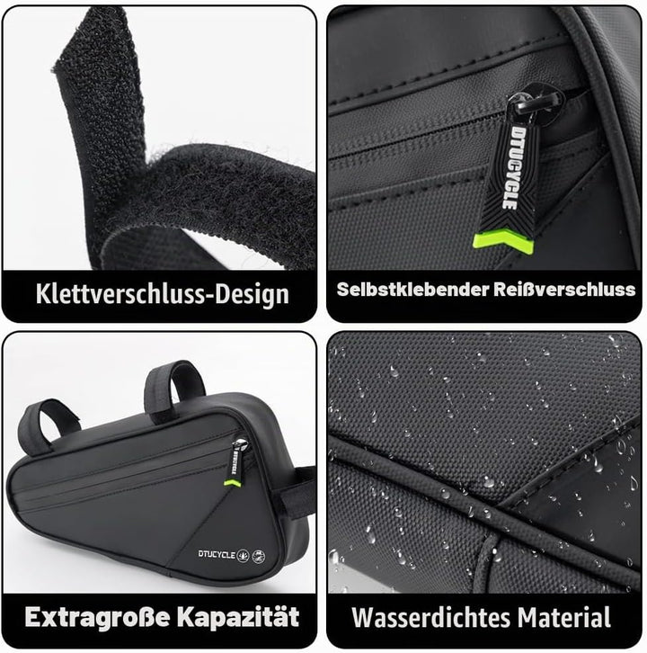 Fahrradtasche Rahmen, 2 L Dreieckstasche Rahmentasche Fahrrad Werkzeugtasche Wasserdicht mit 16-in-1