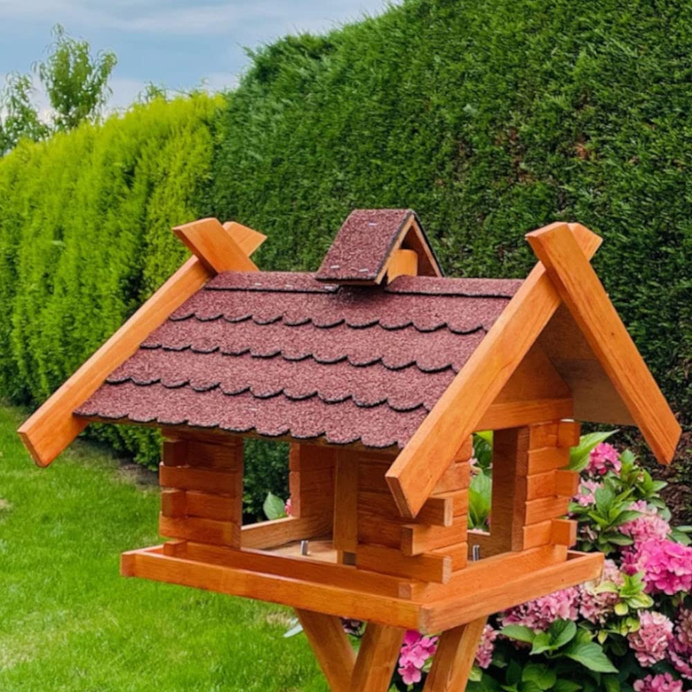Rechteckiges Vogelhaus M - XL wetterfest aus Holz Vogel Futterstelle Haus mit und ohne Ständer (Grös