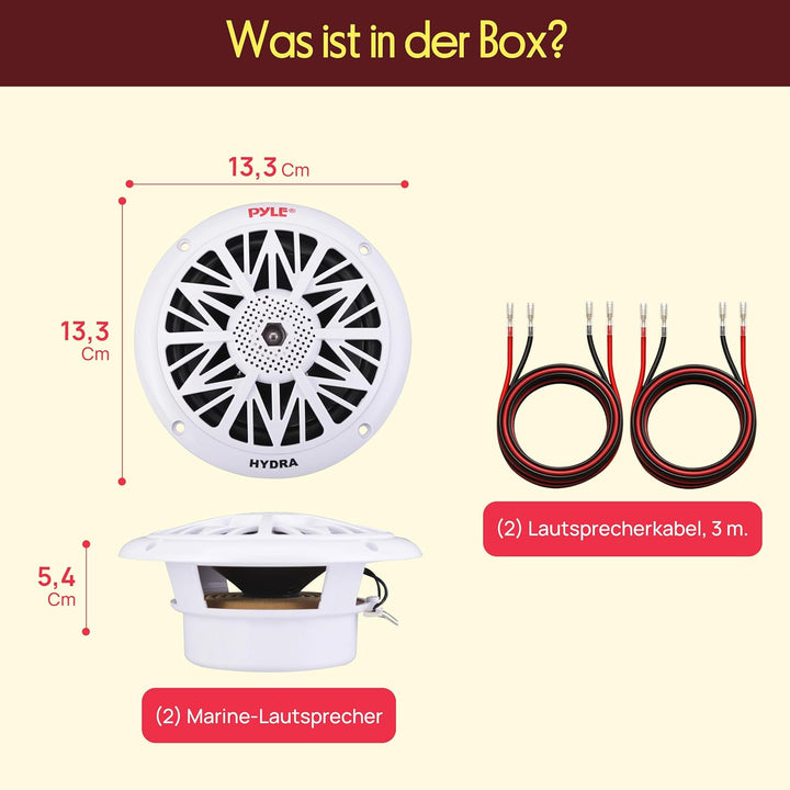 Pyle Marine Lautsprecher (150 Watt, 13,33 cm (5,25 Zoll), 2-Wege) weiss