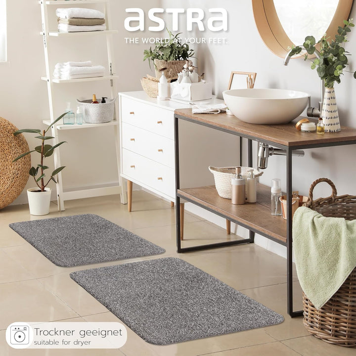 Schmutzfangmatte innen waschbar 2er Set 40x60 cm – Sauberlaufmatte grau 100% Baumwolle Türmatte - En