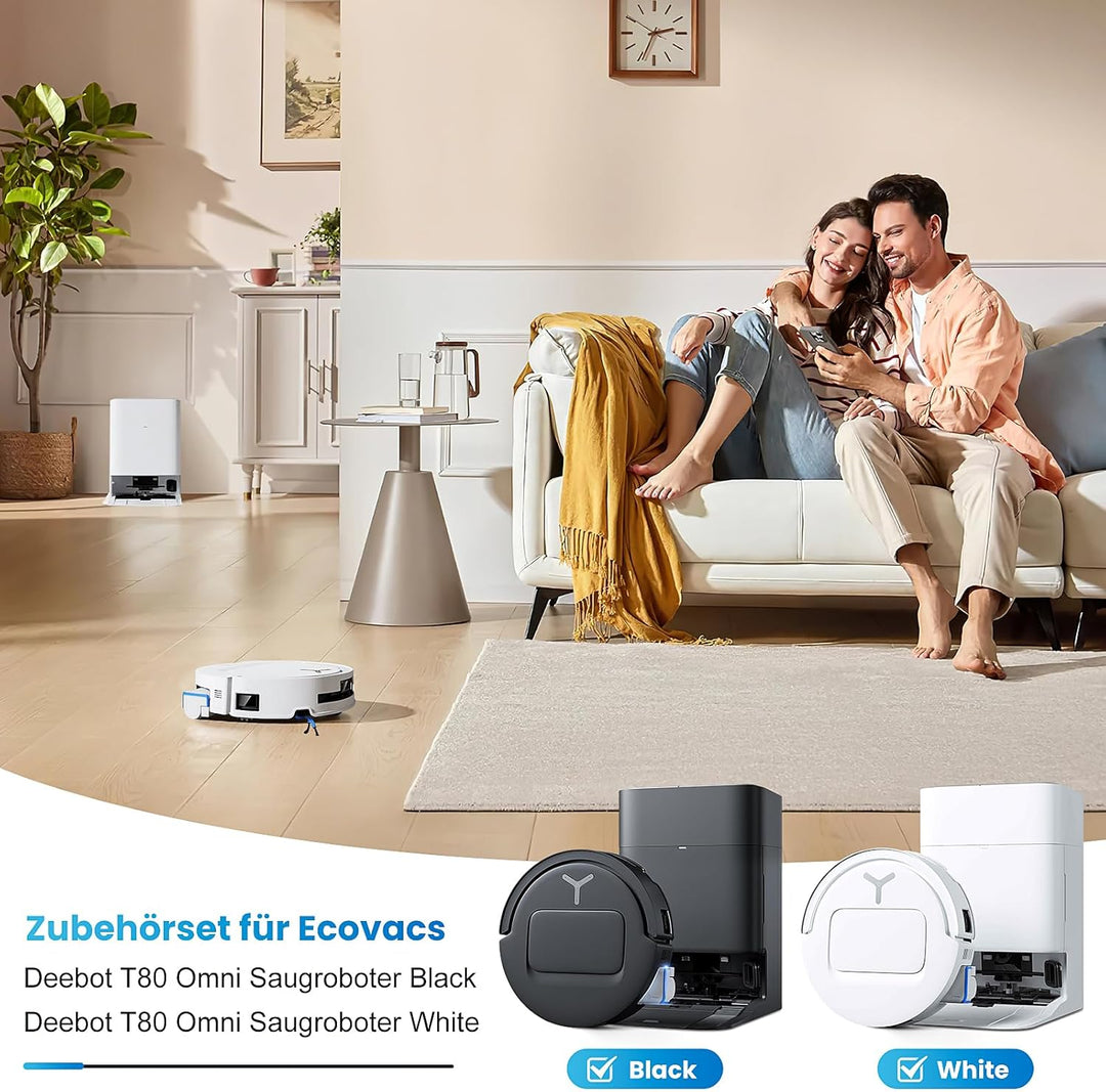 18 Stück Zubehörset für ECOVACS DEEBOT T80 Omni Saugroboter, 1 Gummi-Hauptbürste, 4 Filters, 2 Wisch