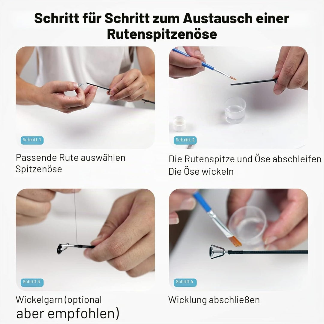 OJY &amp; DOIIIY Angelrutenspitzen-Reparatur-Set mit Kleber, komplettes Zubehör für Angelrutenspitze, Er