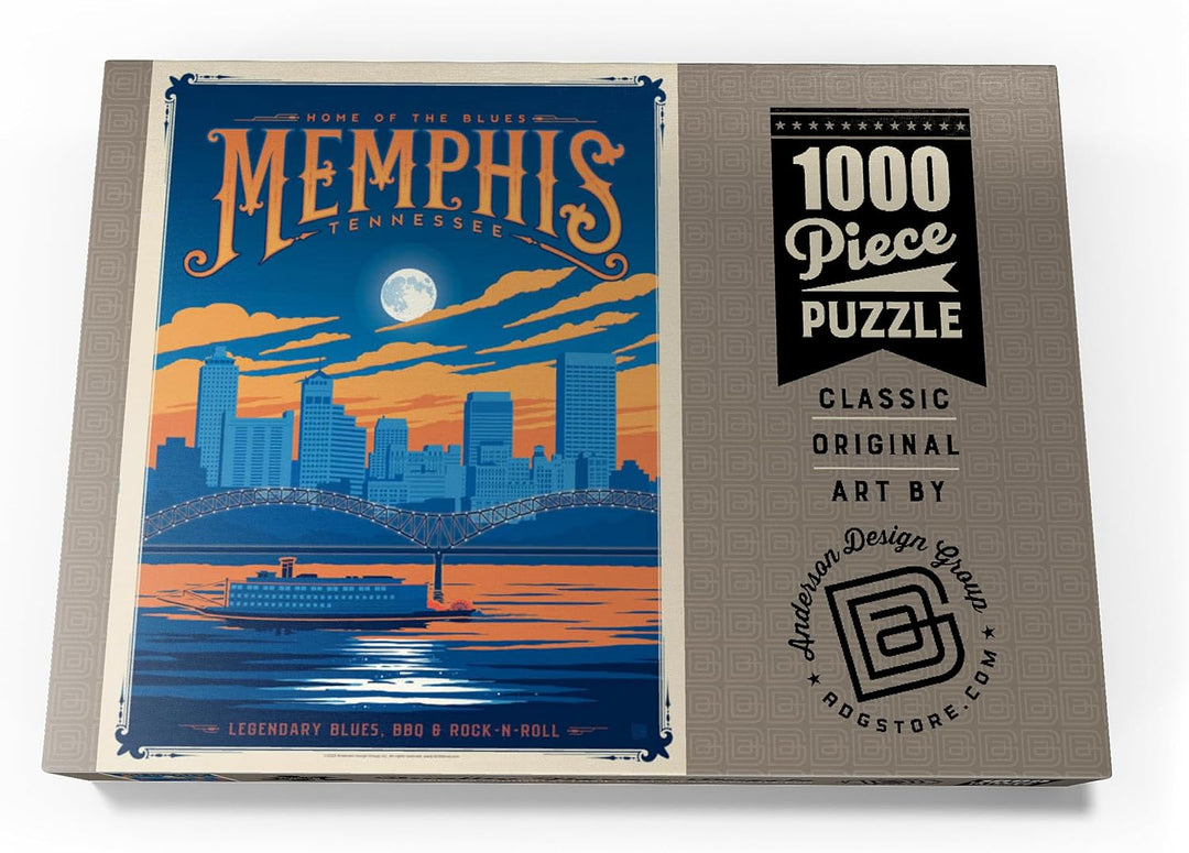Memphis, TN: Home of Blues, Rock n’ Roll, and Soul, Vintage Poster - Premium 1000 Teile Puzzle - MyP