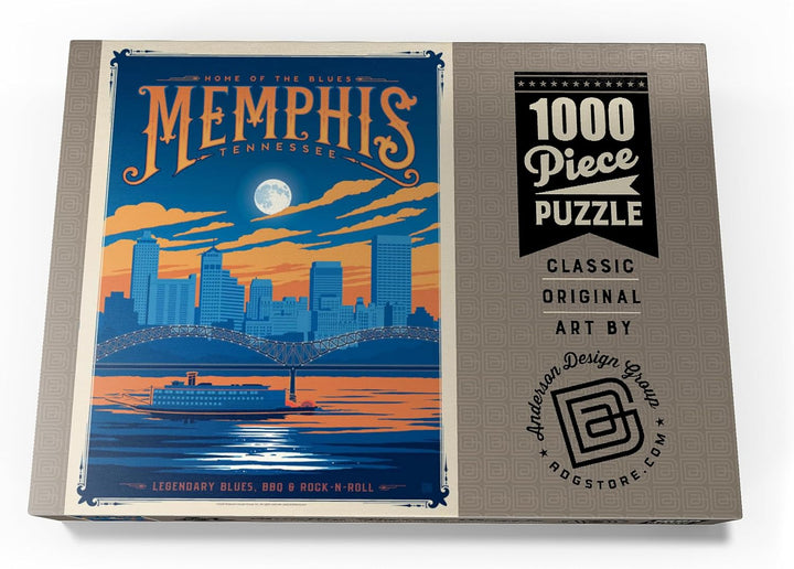 Memphis, TN: Home of Blues, Rock n’ Roll, and Soul, Vintage Poster - Premium 1000 Teile Puzzle - MyP