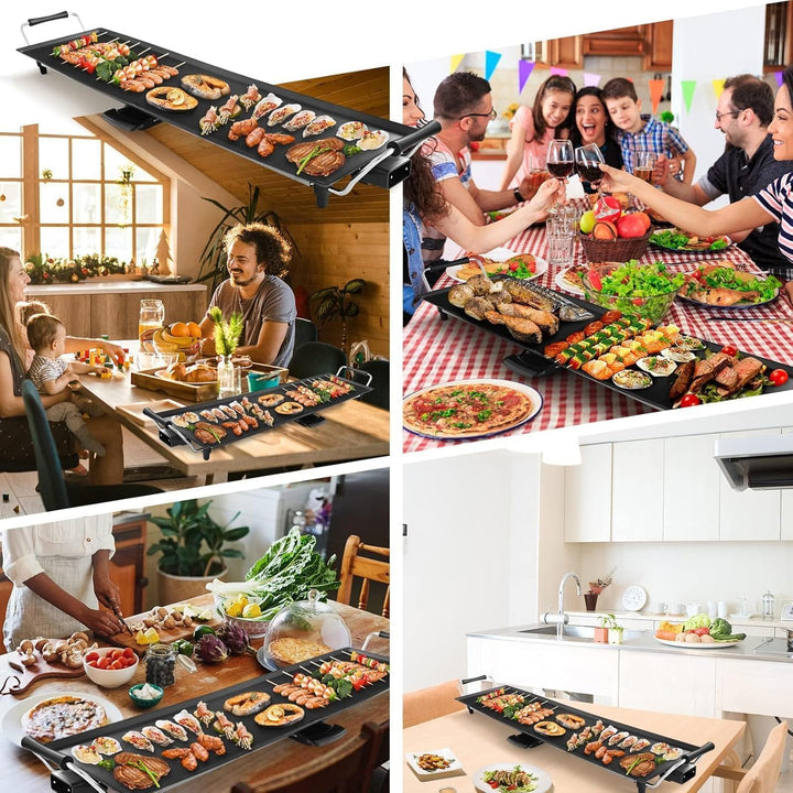 RELAX4LIFE Elektrische Grillplatte 1800W, Elektrogrill mit Antihaftbeschichtung, 90 x 23 cm, Tischgr