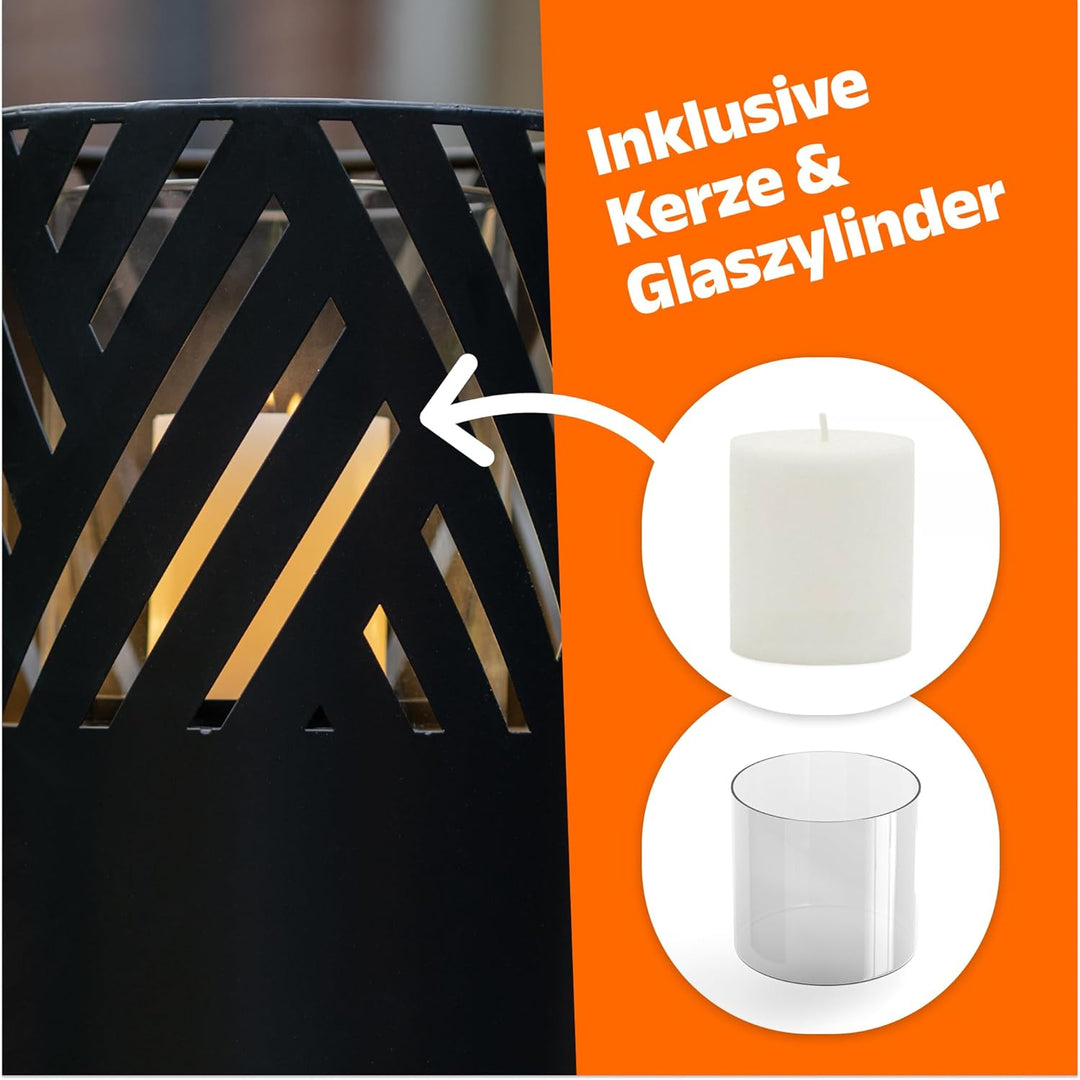 BENTSON Windlichtsäule Anthrazit Design I 2er Set I Deko-Säule für Garten im Industrial Design I Gar