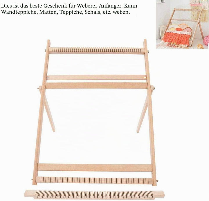 BHDD Webstühle mit Ständer, Multi-Handwerk Webstuhl Kit Verstellbarer Webrahmen Massivholz Abdeckung