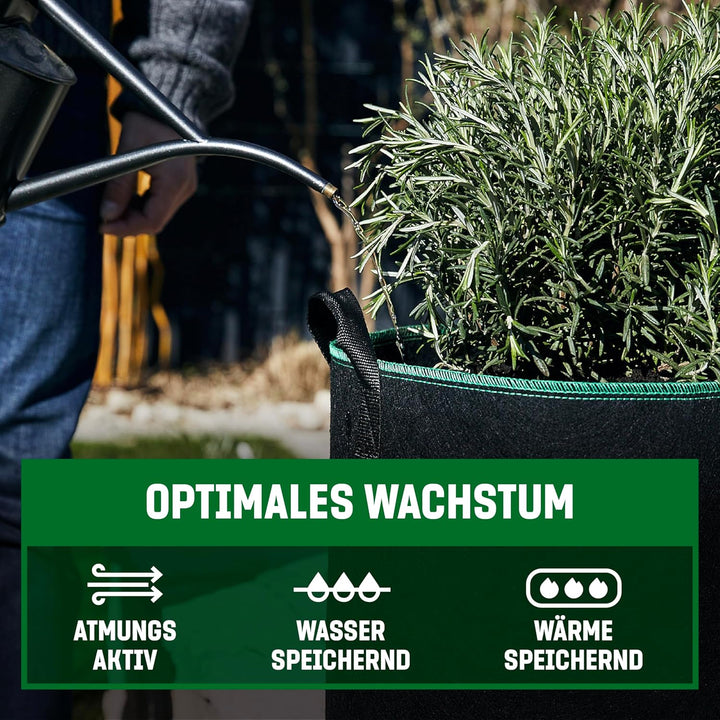 GardenGloss® Pflanzsack (3 Stück) - 60L Pflanztasche aus Vliesstoff - Pflanzentasche für Kartoffeln,