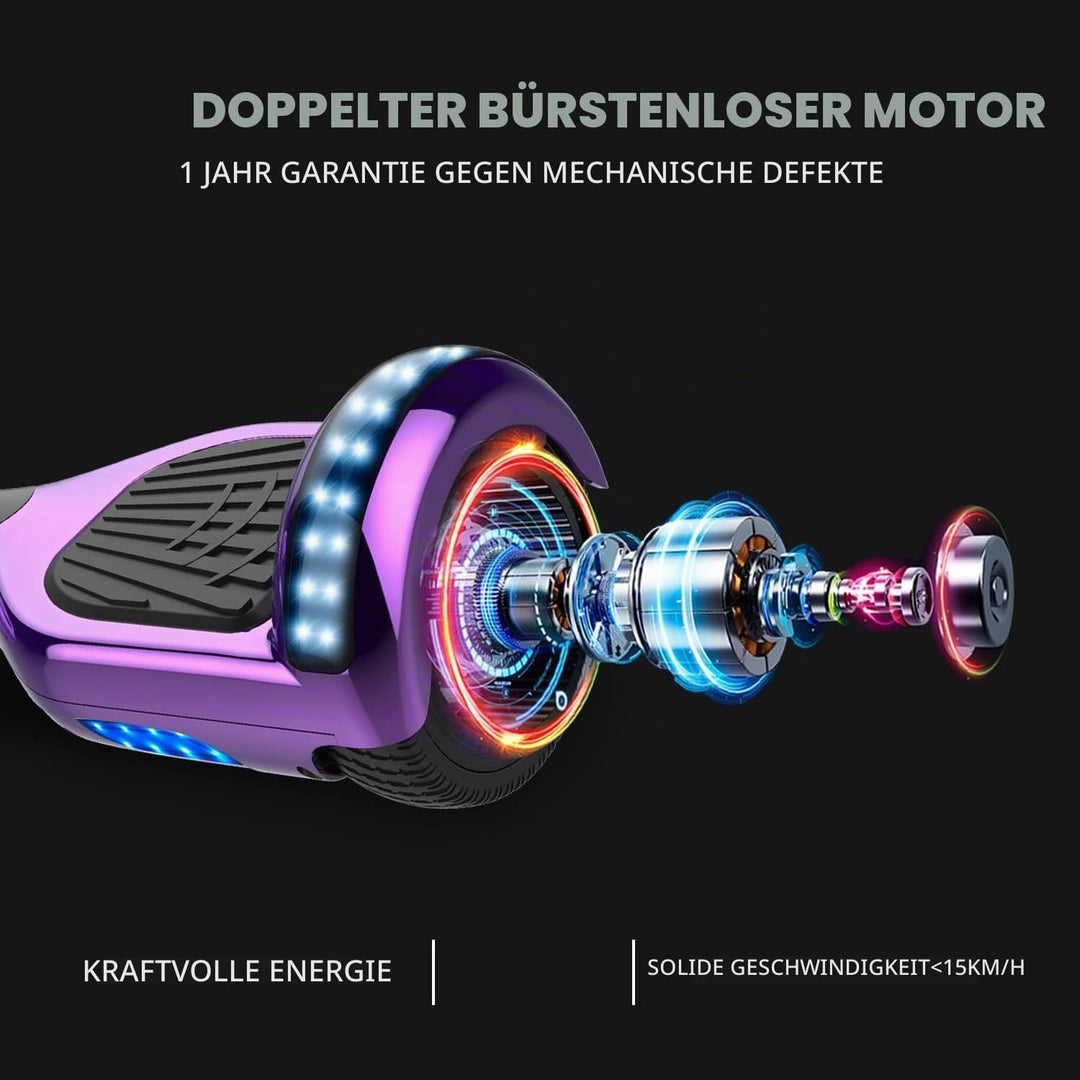GeekMe Hoverboards 6.5”Zweimotoren 2-Rad-Hoverboards Hoverboards mit LED-Leuchten Bluetooth purple,